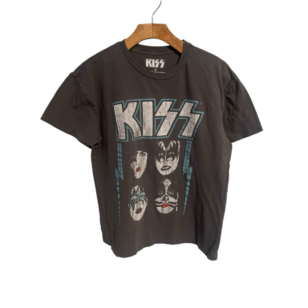 Kiss T Shirt Unisex Medium Gray Distressed